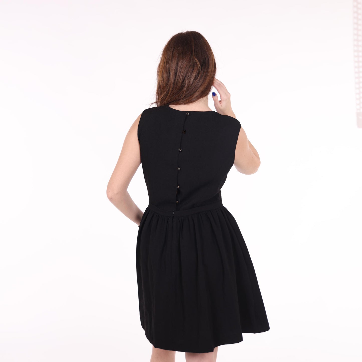 Sleeveless Black Fit-and-Flare Dress