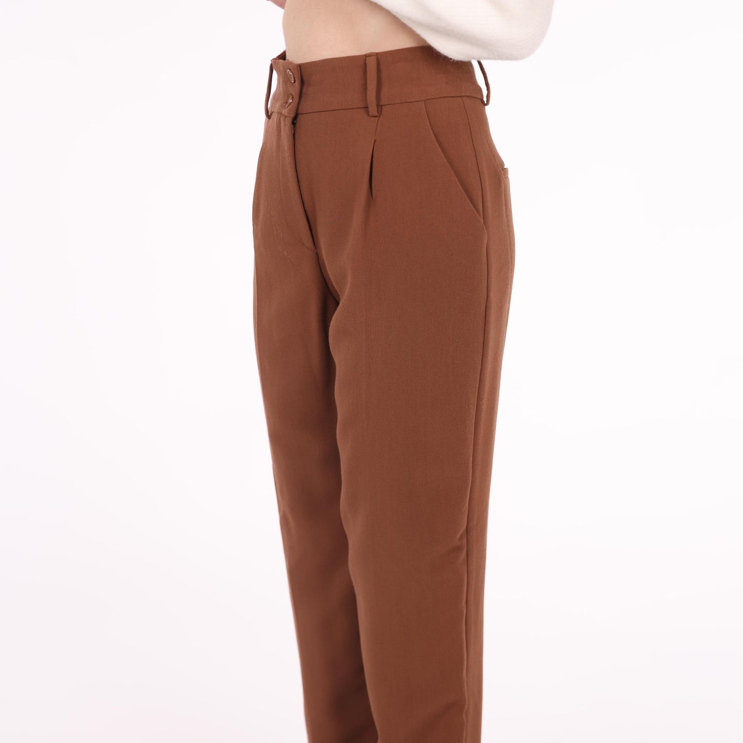 High-Waisted Rust Brown Tailored Pants