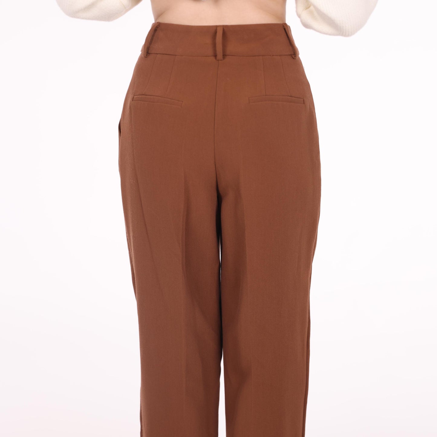 High-Waisted Rust Brown Tailored Pants