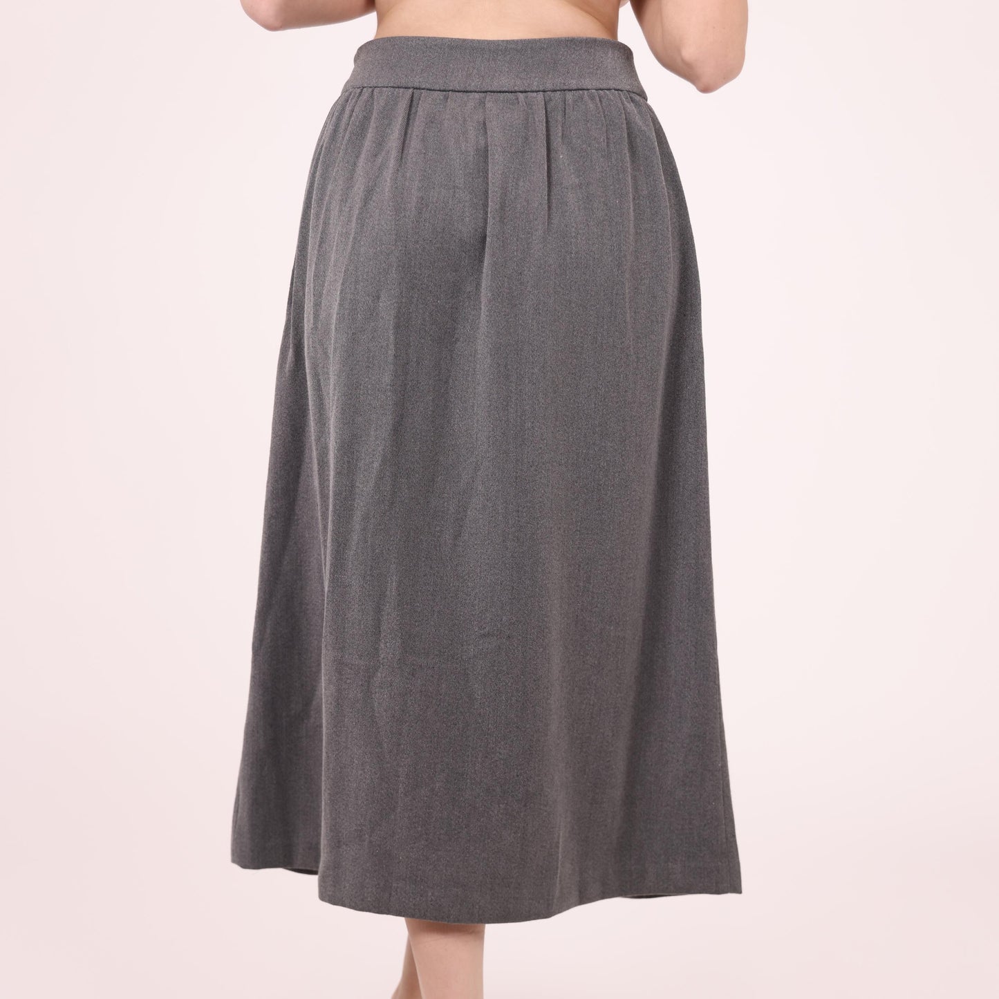 Classic Gray Pleated Midi Skirt