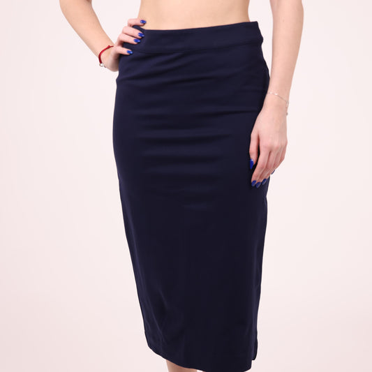 Sleek Navy Blue Pencil Midi Skirt