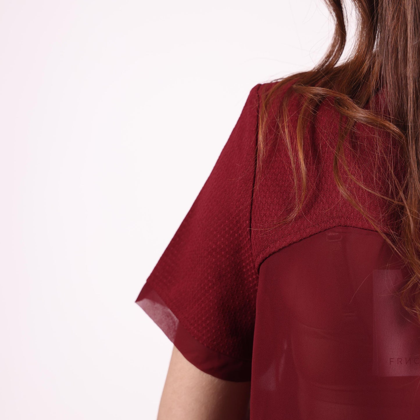 Burgundy Short-Sleeve Textured Top