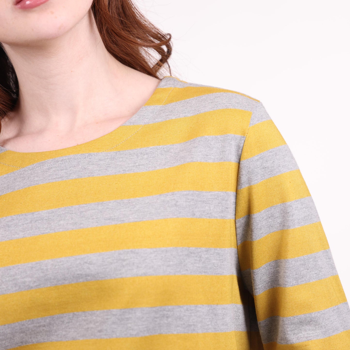 Mustard and Gray Striped Long-Sleeve Top