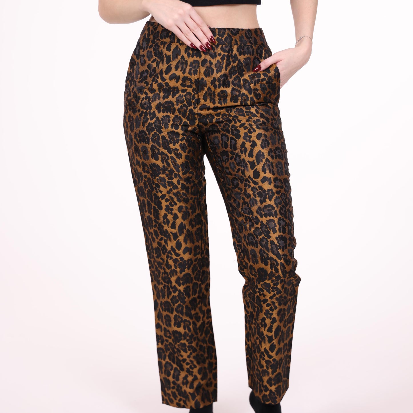 Leopard Print Straight-Leg Trousers