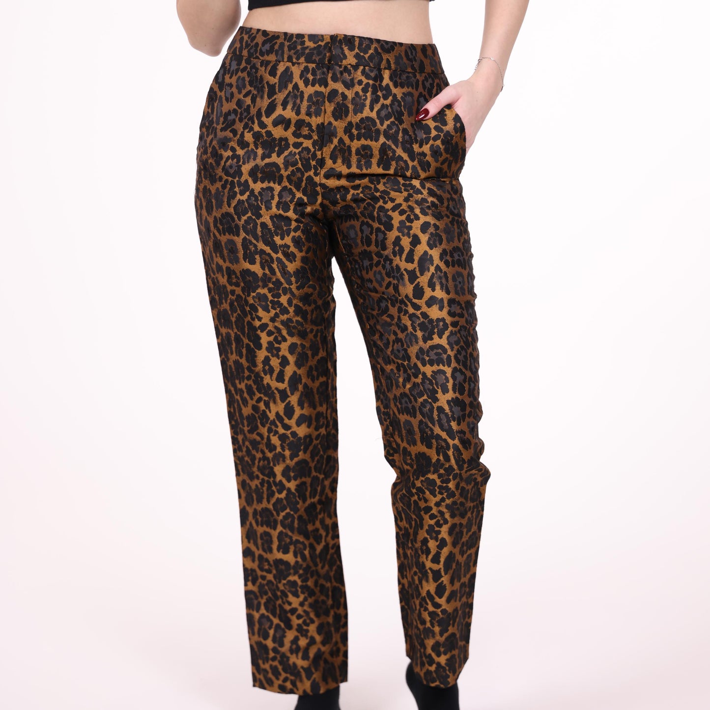 Leopard Print Straight-Leg Trousers