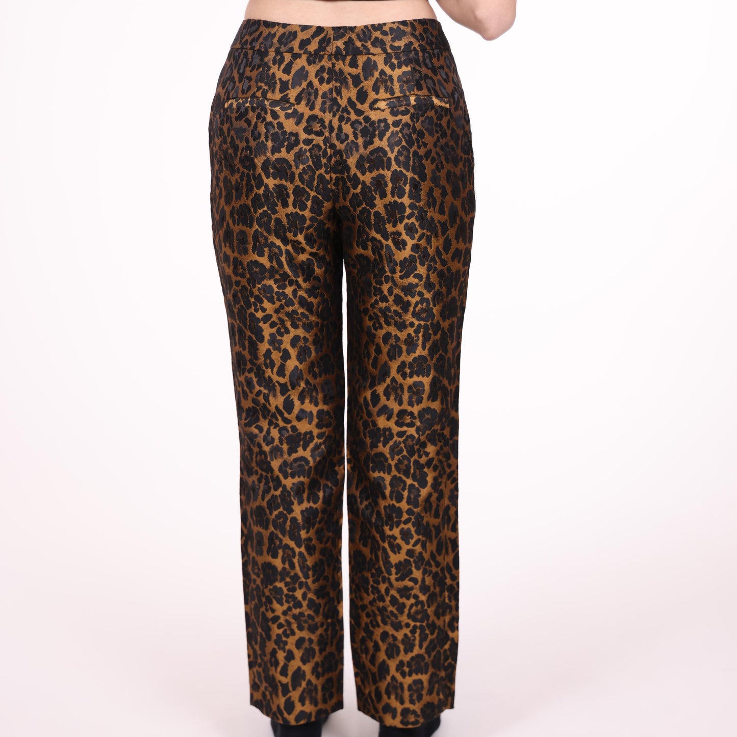 Leopard Print Straight-Leg Trousers