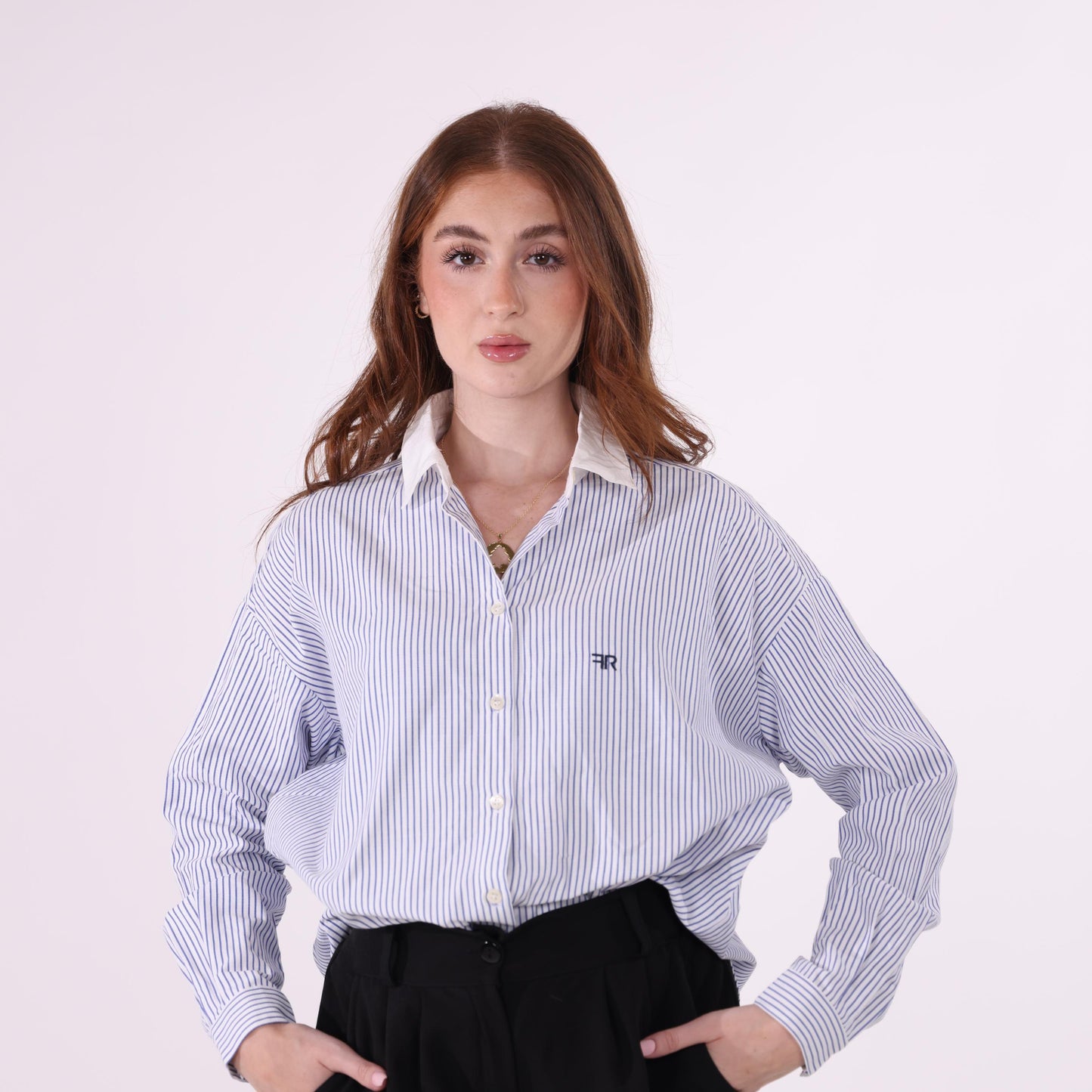 Classic White and Blue Blouse