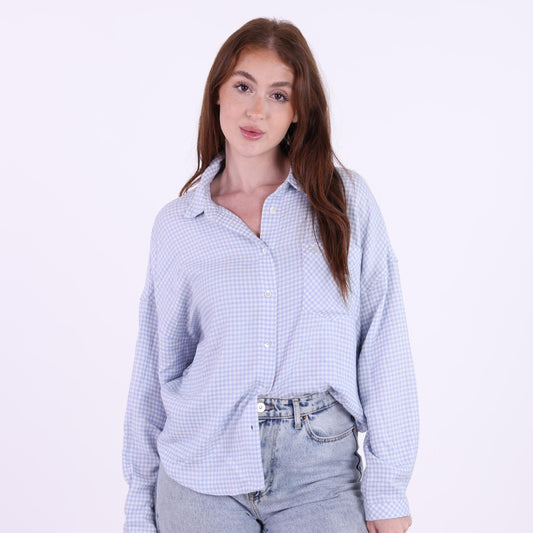 Light Blue Gingham Button-Down Shirt