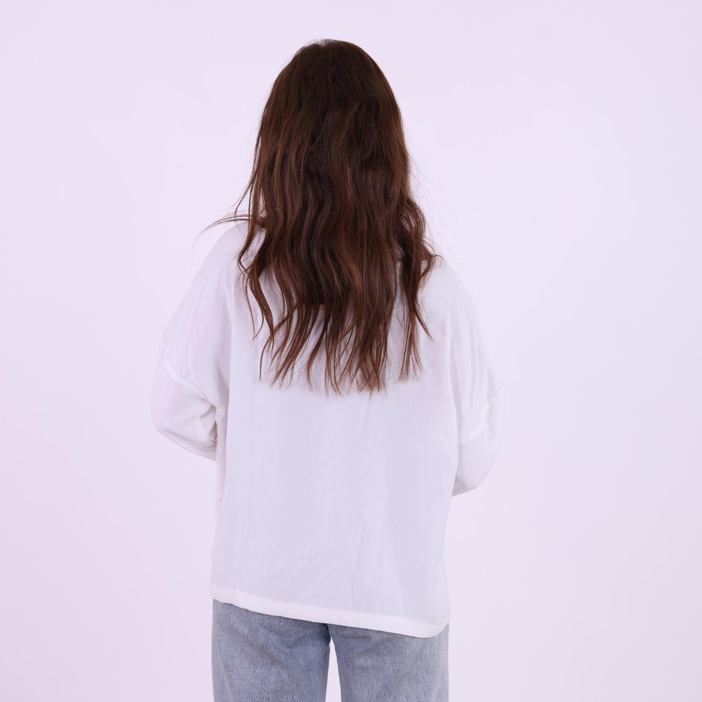 White Tie-Neck Blouse with Long Sleeves