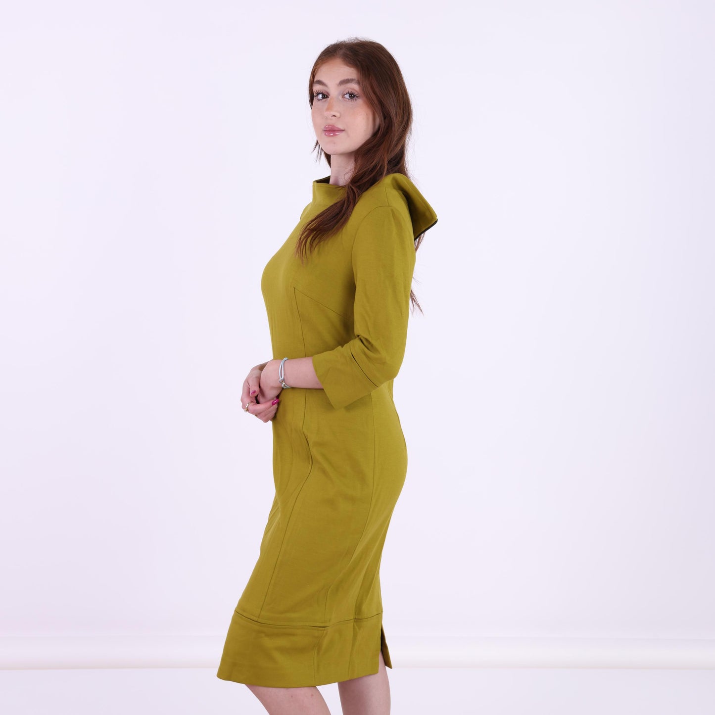 Olive Green Structured Midi Dress