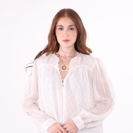 Delicate Blouse with Gold Embroidery